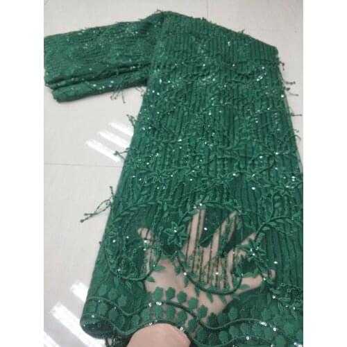 Nigerian Lace Fabric 2020 High Quality Lace Fashion Embroidery Tull Net Lace With Sequins Latest African French Fabrics 5yards