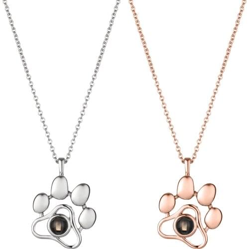 Animal 100 Ianguages I Iove You Projection Necklace Pet Photo Necklace Accessories Gift Vintage Jewelry Necklaces For Teen Girls