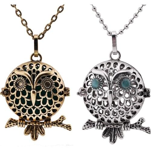 Fashion Owl Style Aromatherapy Locket Necklace Essential Oil Diffuser Perfume Pendant For Charm Women Jewelry Accessories Unisex