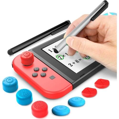 2x Stylus Pen with 6x Removable Analog Silicone Thumb Button Caps Grip for Nintend Switch Lite & NS Switch Controller Cover Kit