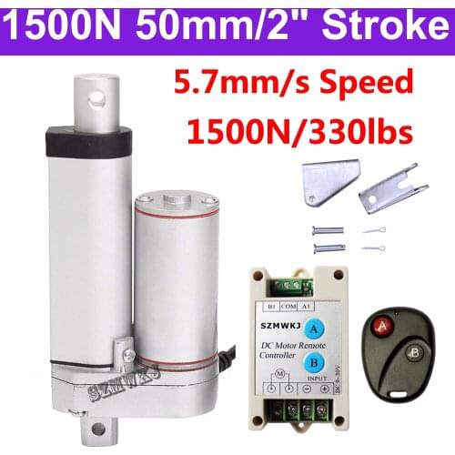 Heavy Duty 1500N DC 12V 50mm 2" Stroke Linear Actuator 5.7mm/s Spd Door Opener Motor Controller Brackets Bed Lift Table Tools