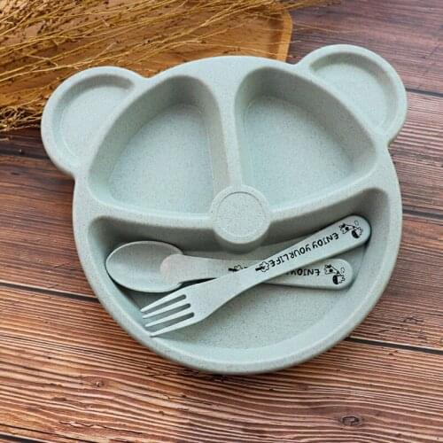 Baby Talheres Fork Colher Feeding Free Kids From Animated Practice Cartoons kids Eat Dishes Anti-Hot Dining Plate Children eat