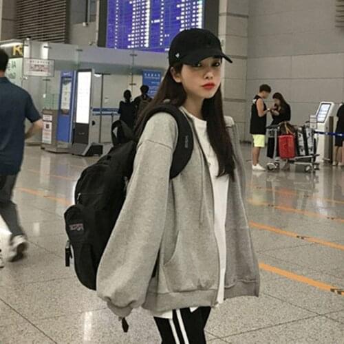 Hoodies Women Autumn Winter Oversized Hoodies Long Sleeve Sweatshirt Women Zipper Fashion Outerwear Pockets Sudadera Mujer