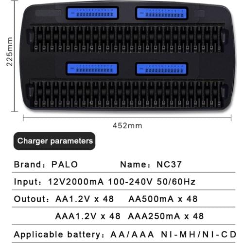 PALO 48 Slots AA AAA Battery Fast Smart Charger for 1.2V AA/AAA NiMH NiCD Rechargeable Batteries KTV School Hotel Clubhouse Used
