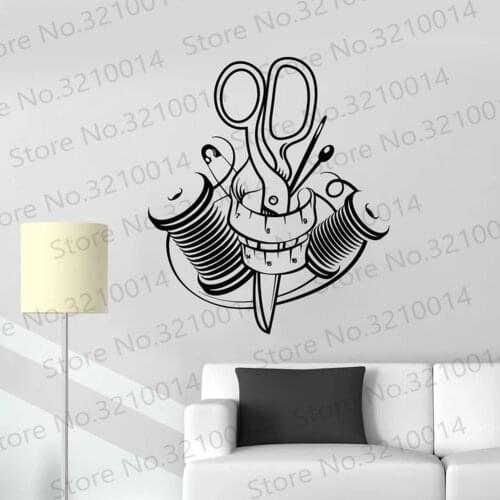 Vinyl Wall Decal Sewing and Cutting Tailor Tailoring Studio Decor Stickers Mural decor removable wall art mural PW863