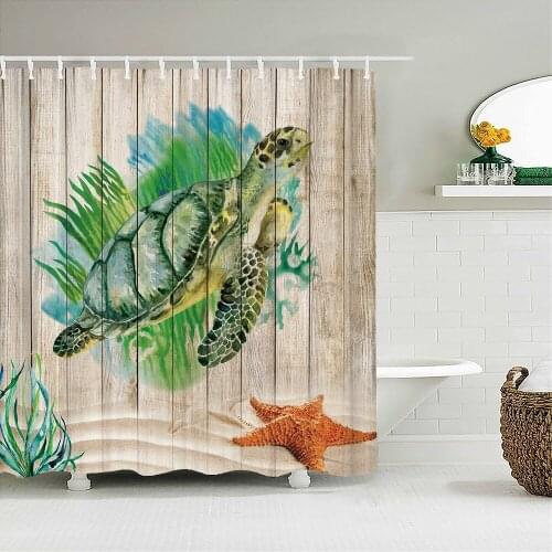 Cartoon Ocean Sea Turtle Waterproof Shower Curtains Printing Bathroom Curtain Polyester Fabric With Hooks Decor Bath Screen
