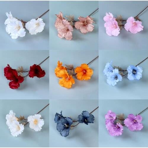 1 Bouquet Artificial Flower 3 Heads Realistic Faux Silk Flower Hibiscus Blossom Simulation Flower for Garden Wedding Decoration