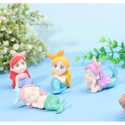 1PC Cartoon Doll Ocean Girl Mermaid Miniature Figurine DIY Material Accessories Mini Fairy Garden Deocration Kids Toys