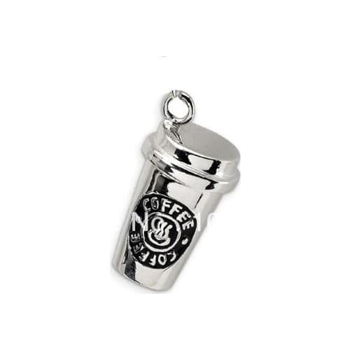 100pcs a lot rhodium plated coffee charms jewelry accessory