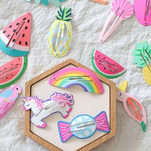 2PCS Creative Birdie Watermelon Pineapple Fruit Hairpins Children Headwear Baby BB Hair Clips Headdress Girls Hair Accessories