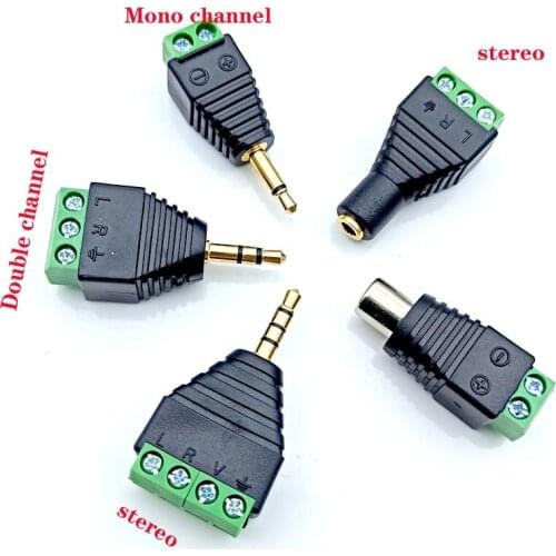 2PCS 3.5 Jack Connector Stereo Adapter 3.5mm Audio Mono Channel Plug To Screw Terminal Audio Mono Channel Plug