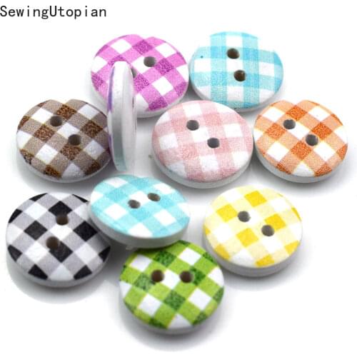 50PCS 2 Holes 15mm Sewing Wooden Buttons for Clothes Knitting Crafts Scrapbooking DIY Needlework Accessories Drop Shipping