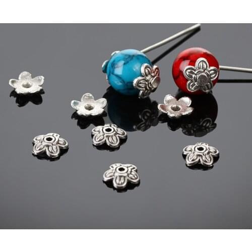 500pcs/lot Antique Silver Filigree Metal Flower Bead Caps Jewelry Findings 7mm For Jewelry Making