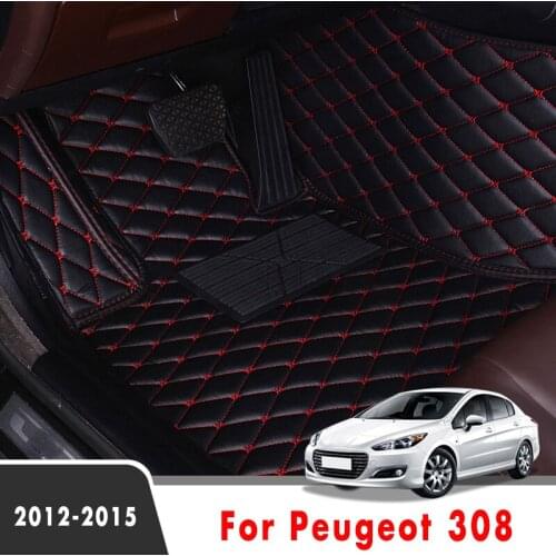 Car Floor Mats For Peugeot 308 2015 2014 2013 2012 Auto Accessories Styling Carpets Custom Leather Front And Rear Side Foot Rugs