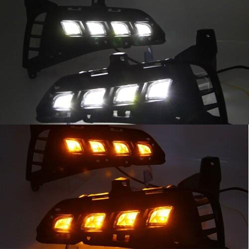 Car Flashing 1 Pair For Hyundai Sonata 2021 2022 with Dynamic Yellow Turn Signal Car DRL LED Fog Lamp Daytime Running Light