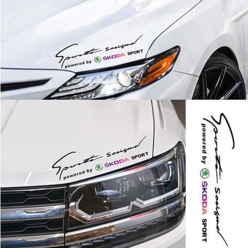 Car Light Eyebrow Sticker Styling Lamp Decoration Sport Racing Decal Auto Logo For Skoda Octavia Rapid Kodiaq Karoq Fabia Kamiq