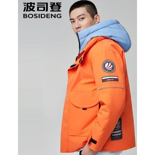 BOSIDENG 2020 new color contrast color men safari style casual trend down jacket mens winter warm coat B00143211