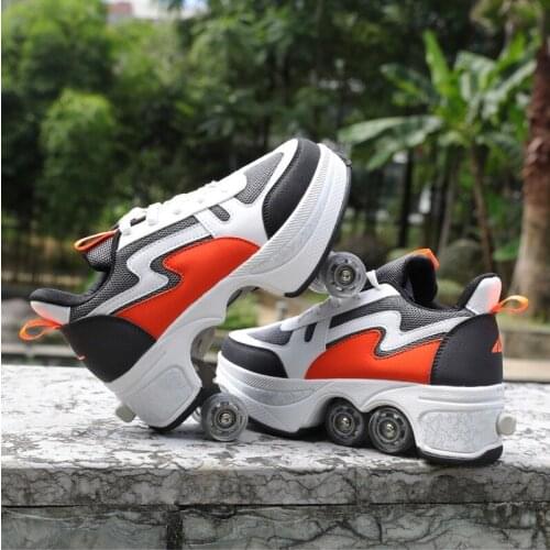Deformation Sneakers Roller Shoes Colorful Roller Skate Shoes Fashion Trend For Unisex Children Parkour Running Skating Shoes