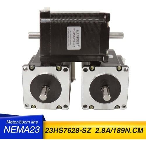 3pcs Free shipping 23hs7628 2.8A 189N.cm Stepper Motor Nema 23 Double shaft Motor for CNC