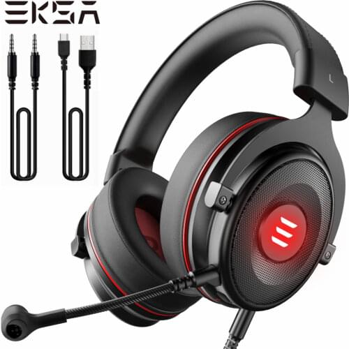 EKSA E900 Pro Virtual 7.1 Surround Sound Gaming Headset Led USB/3.5mm Wired Headphone With Mic Volume Control For Xbox PC Gamer