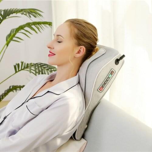 Electric Vibrating Back Neck Shoulder Infrared Massager Cushion Heat Kneading Cervical Shiatsu Home Car Seat Sofa Chair Pillow