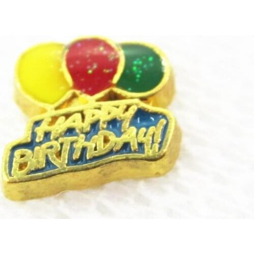 Hot Selling 20pcs/lot Happy Birthday Floating Charms Living Glass Memory Lockets Floating Charms DIY Jewelry Accessory