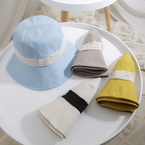 H7654 Simple Fisherman Hat Girl Summer Sunscreen Outdoor Travel Cloth Bucket Cap Women Folding Sun Protection Student Basin Hats