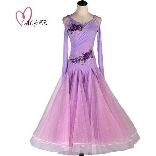 Waltz Ballroom Dance Competition Dresses Standard Long Dancing Wear Costume Flamenco Dancewear Customize D0569 Sheer Hem