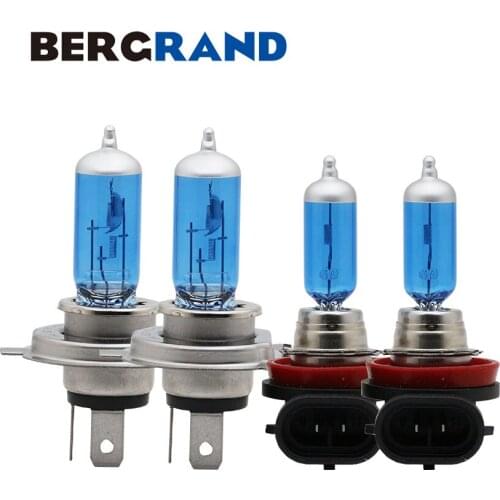 Luz 12V 60/55W H4 9003 H11 Halogen Lamp 4300K Car Head Lamp Fog Light Bulbs Xenon Hard Glass Super White Car Bulbs 4PCS