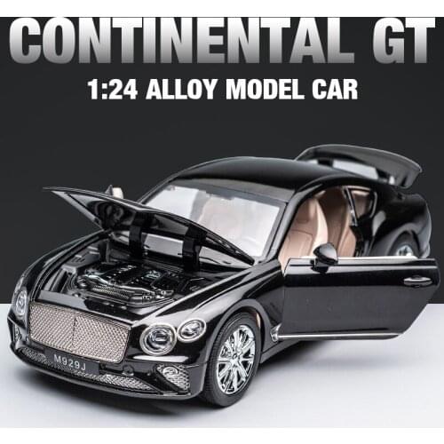 Simulation 1:24 BENTLEYS Continental GT Die-cast Alloy Car Model Toy Pull Back Vehicles Sound and Light Kids Toy Collectibles