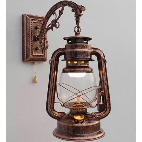 E27 Wall Light Water Resistant Windproof Home Decor Kerosene Lamp Hotel Sconce Motels Retro Outdoor Indoor Bronze Corridors