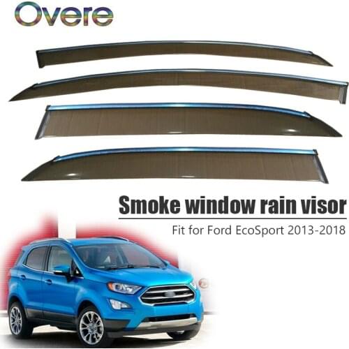 Overe 4Pcs/1Set Smoke Window Rain Visor For Ford EcoSport 2013 2014 2015 2016 2017 2018 Awnings Shelters Guard Accessories