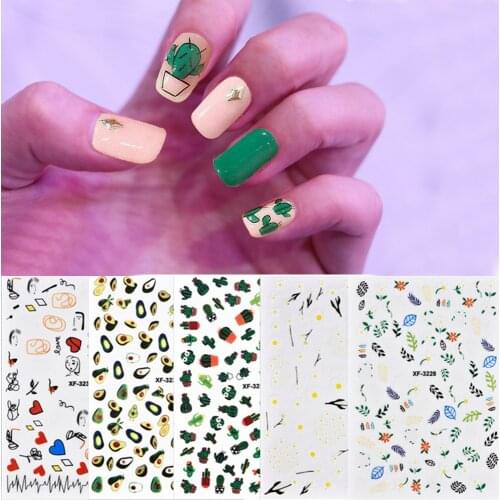 DIY Nail Art Transfer Stickers Cute Cactus Heart Image Nail Art Water Transfer Stickers Nail Full Cover Nail Art Tip Decorations