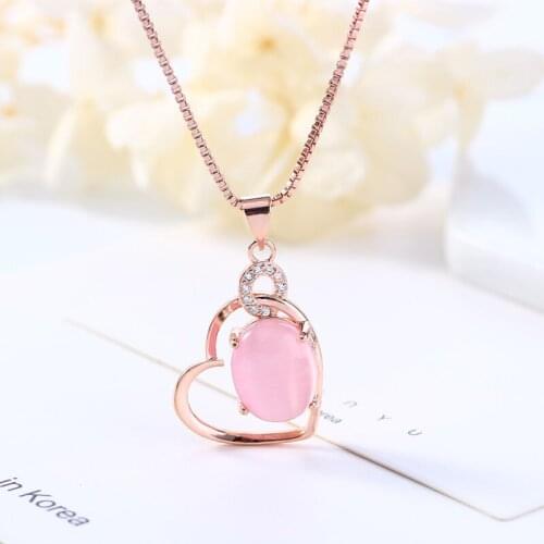 Natural Pink Jade Agate Heart Pendant 925 Silver Necklace Fashion Charm Jewelry Amulet Gifts for Women Her