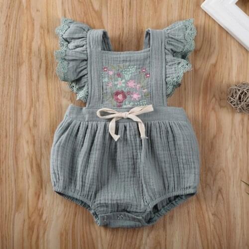 Pudcoco Newborn Baby Girl Clothes Flower Print Sleeveless Knitted Cotton Romper Jumpsuit One-Piece Outfit Sunsuit Clothes