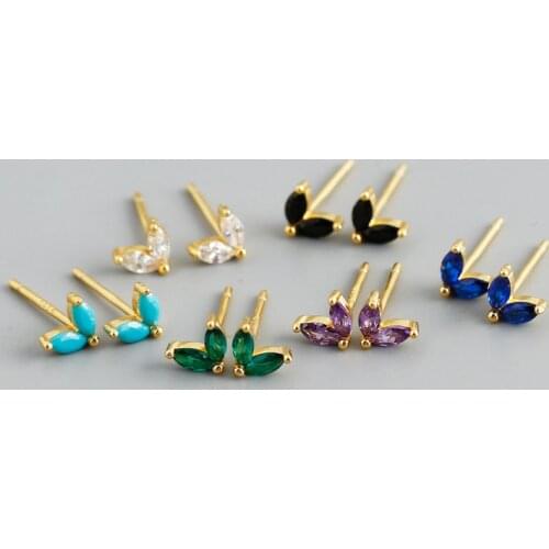 Enosola 925 Sterling Silver Fashion Korean Chic Blue Horse Eye Zircon Stud Earrings for Women Teen Simple CZ Piercing Jewelry