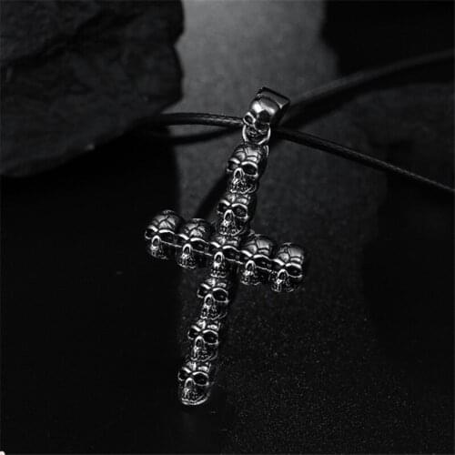 Personality Punk Style Cross Skull Necklace for Men Women Gothic Hip Hop Necklace Unisex Jewelry