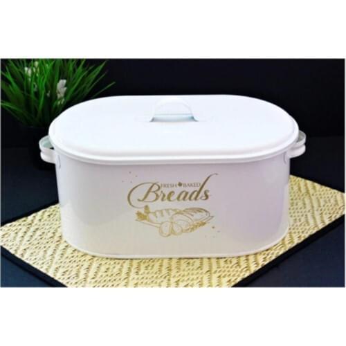 Yz Home Metal Clamshell Breadbox Bread Box Basket White