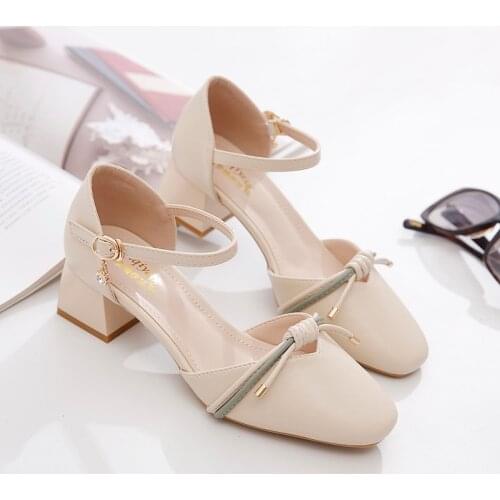 Zapatos De Mujer New Women Summer Sweet Thick High Heels Female Sexy Pump Cute Fat Heels Wedge Pregnant Princess Fashion Sandals