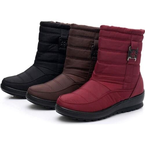 Womens Boots Thick Plush Warm Winter Waterproof Mother Shoes Ladies Ankle Boot Snow Boots Women Waterproof Woman Shoes