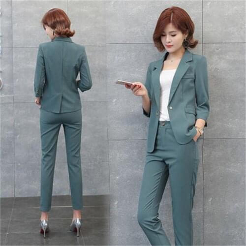 Suit suit autumn womens New fashion small suit two-piece business professional wear Nine pants OL two-piece suit women