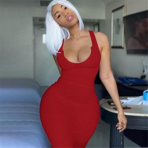 Sexy Women Dress Ultra Deep V Sleeveless Midi Dresses Bodycon Streetwear Party Club Elegant Fashion Summer Knitted Stripe Ladies