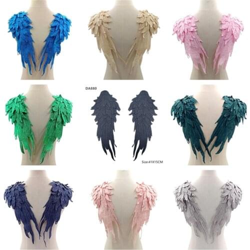 Zsbszc 41X15CM Embroidery Wings Pattern DIY Lace Accessories Shoulder Dorsal Sewing Applique Costume Decoration DA880