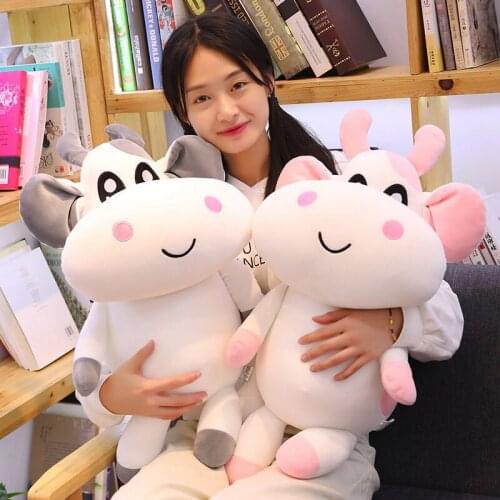 1pc 30/50/70cm Kawaii Animals Toys Kids Toys Milk Cow Pillow Cartoon Stuffed Cattle Plush Toys for Children Cute Gift