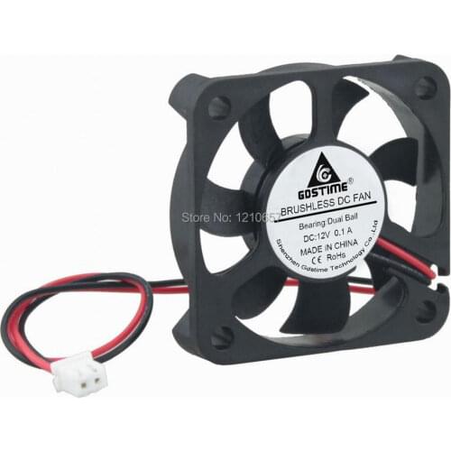 1 Pieces Gdstime 50mm x 10mm 5010 5cm Dual Ball 12V 2Pin PC Computer Case DC Cooling Fan