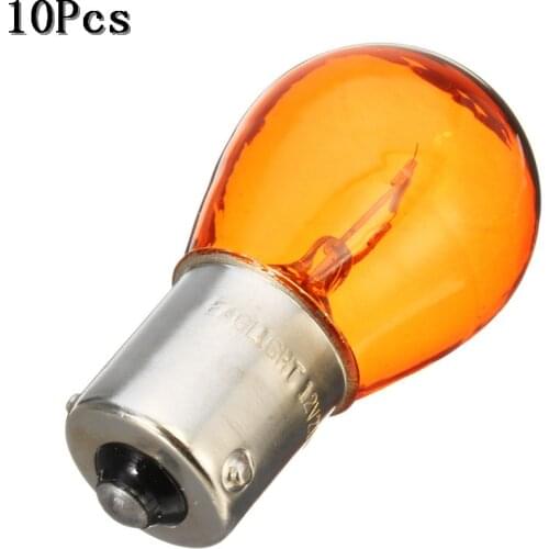10pcs/Set 1156 BAU15S PY21W Car Indicator Light Brake Reverse Lamp Parking Light Amber Yellow Halogen Lamp DC 12V LED Bulbs