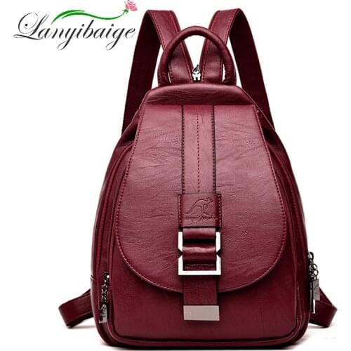 2021 Designer Backpacks Women Leather Backpacks Female School Bag for Teenager Girls Travel Back Bag Retro Bagpack Sac a Dos