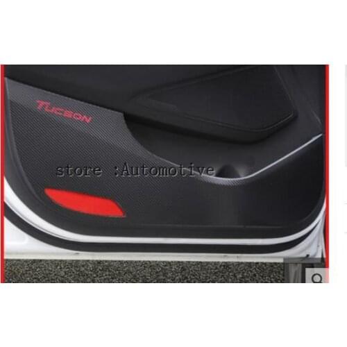 4PCS/SET Carbon Fiber Car Door Protection Breathing Film Anti-kick Pad For 4 Doors For Hyundai Tucson 2015 2016 accessories