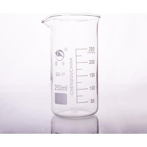 3pcs Beaker in tall form,Capacity 250ml,Outer diameter=63mm,Height=126mm,Laboratory beaker