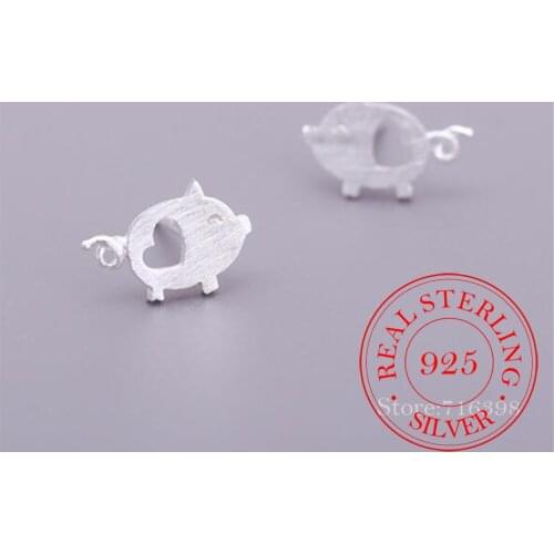 925 sterling silver Hollow Heart Pig Stud Earrings for Women Elegant Wedding Jewelry pendientes Brincos